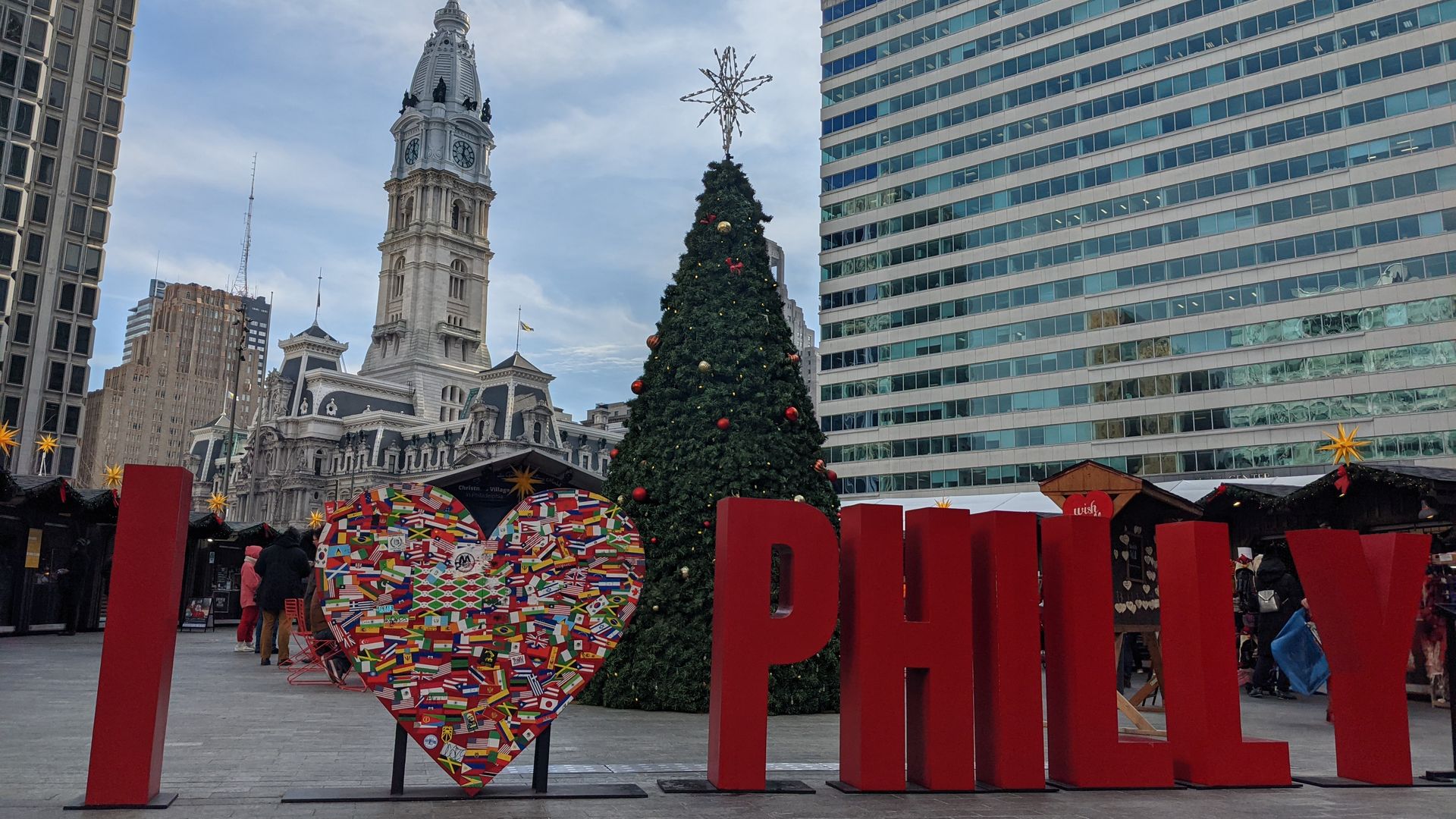 A view of the holiday market in Love Park in Philadelphia. 