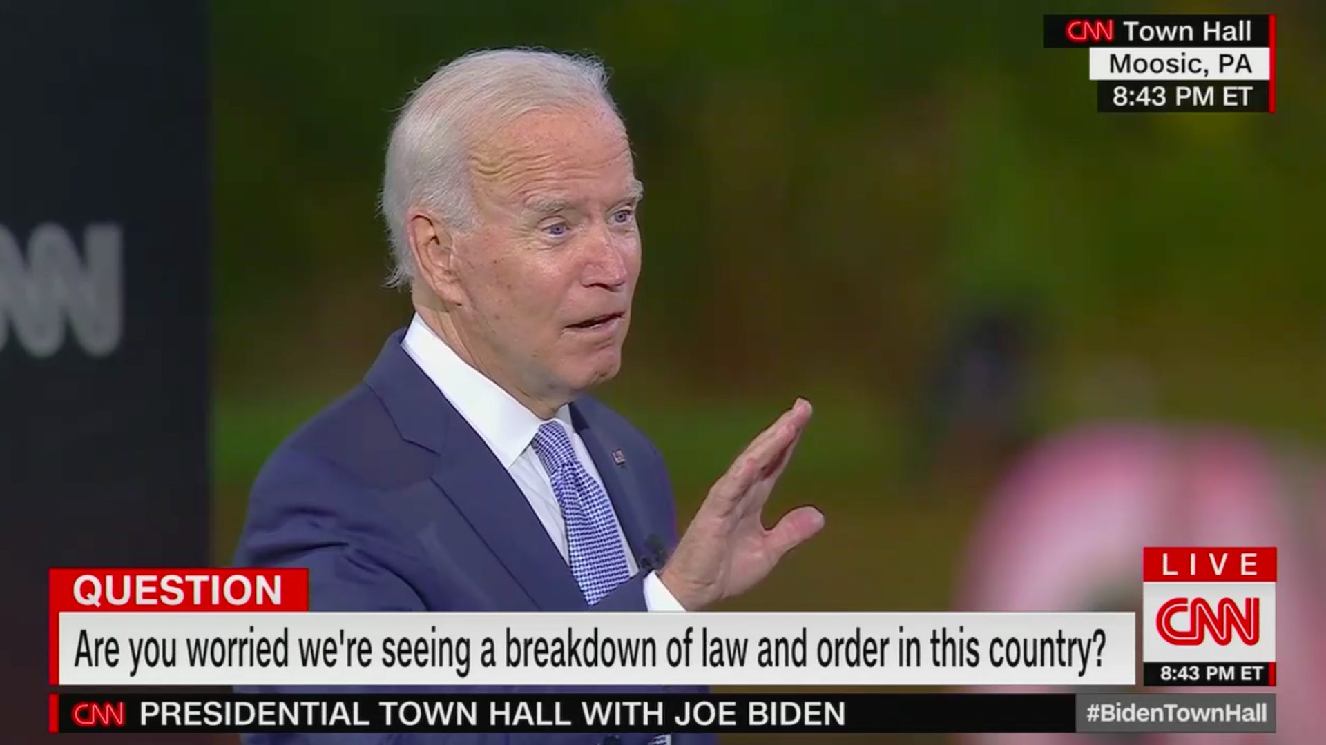 Screenshot of Biden at a CNN town hall