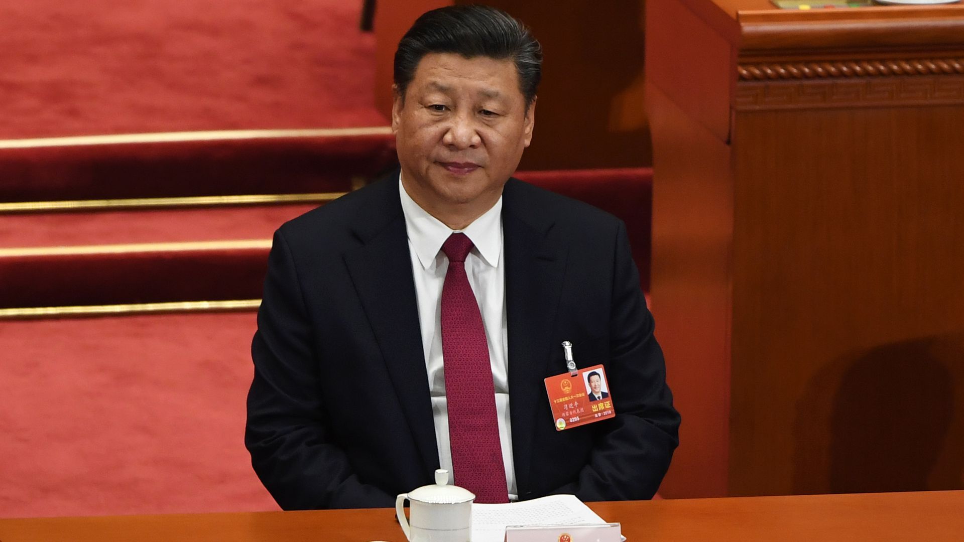 Chinese President Xi Jinping attends the second plenary session of the first session of the National People's Congress in Beijing March 9, 2018. 
