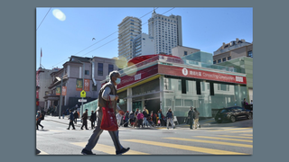 Outside the new Chinatown Muni station