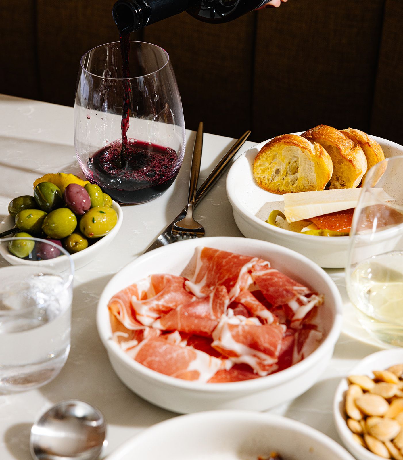 Jamon iberico and other food items