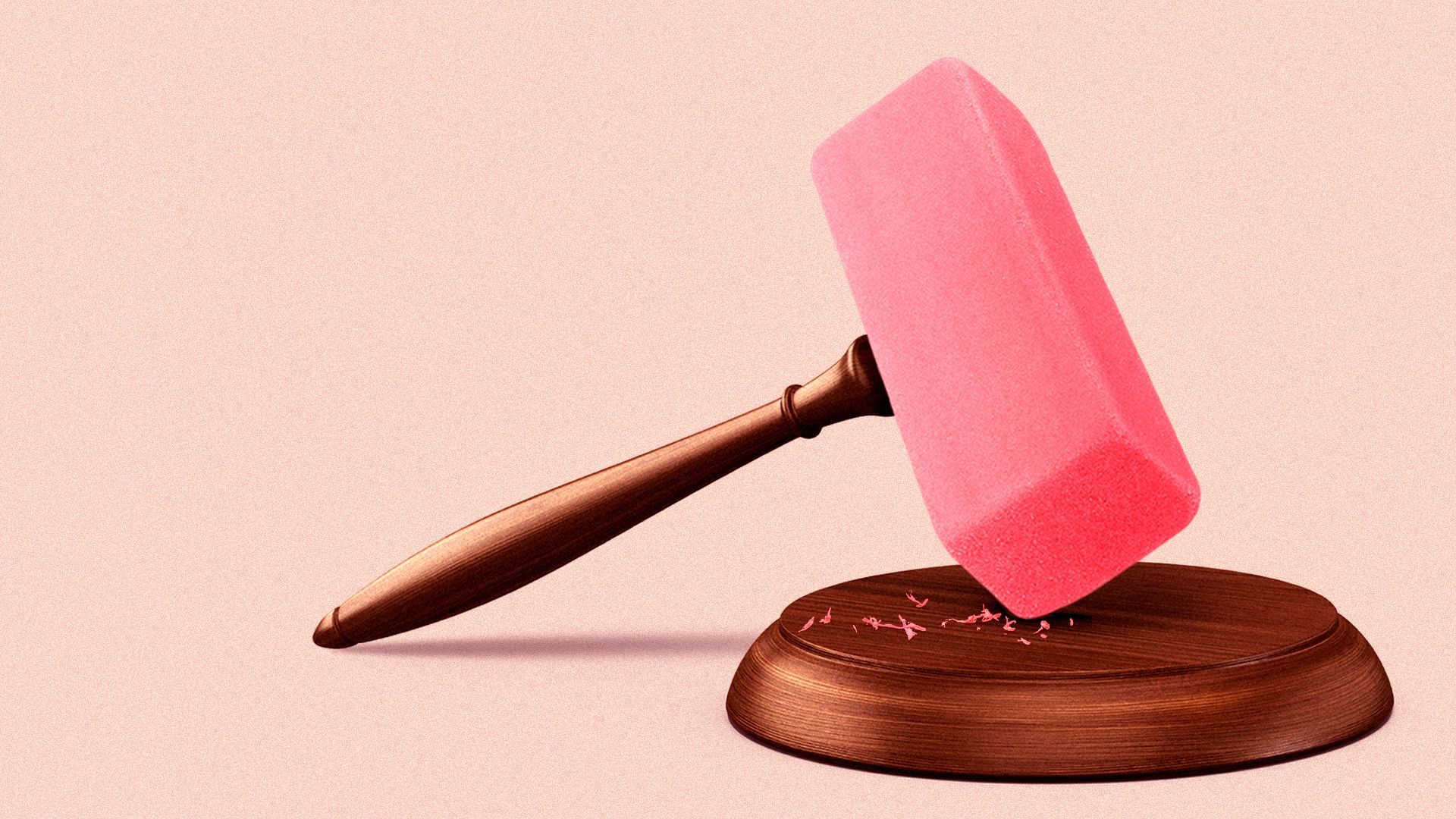 Illustration of a gavel made from a rubber eraser.