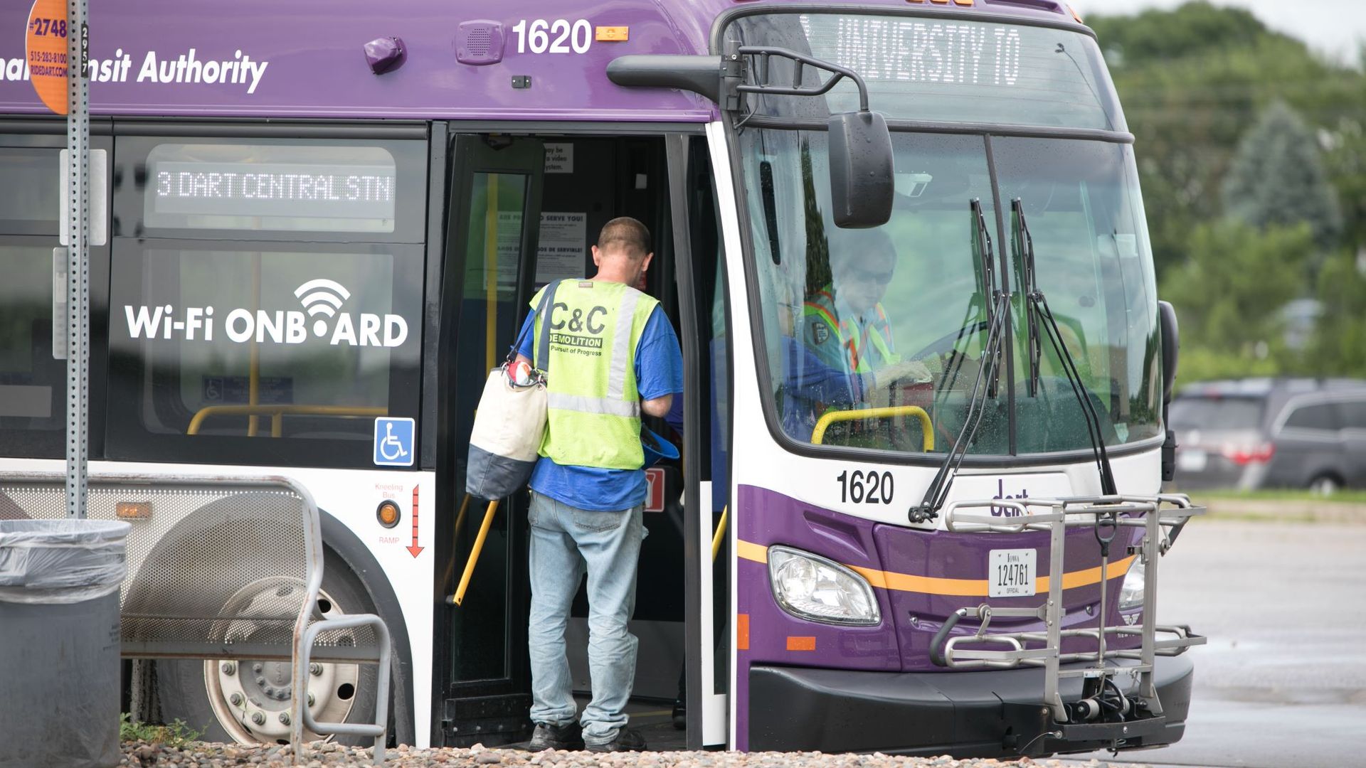 A photo of a DART bus.
