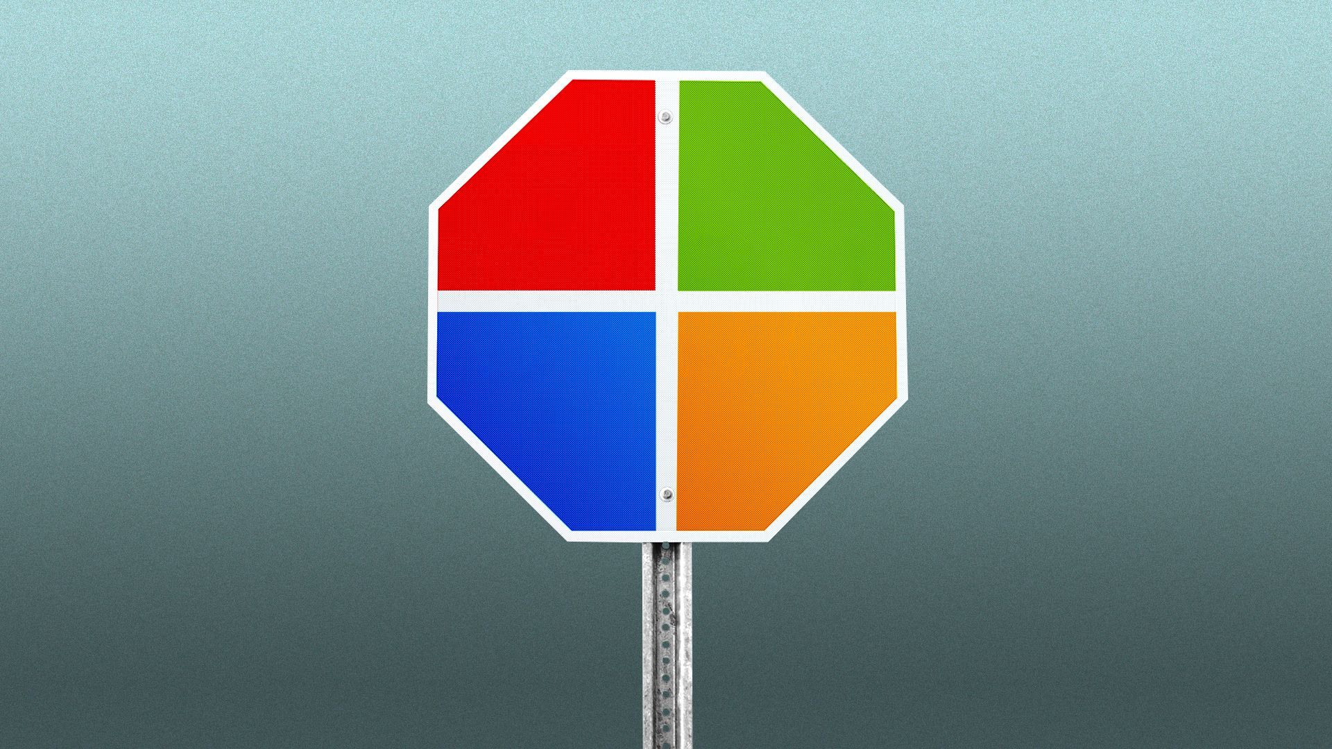 Illustration of a stop sign with the Microsoft logo