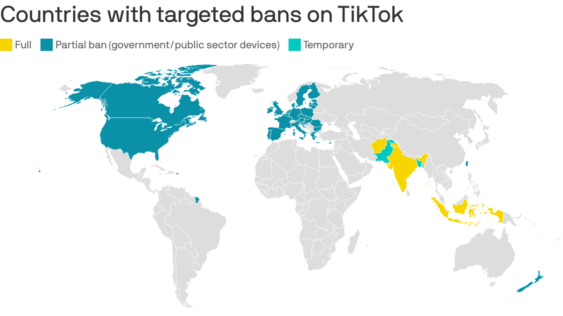 Countries where TikTok is banned