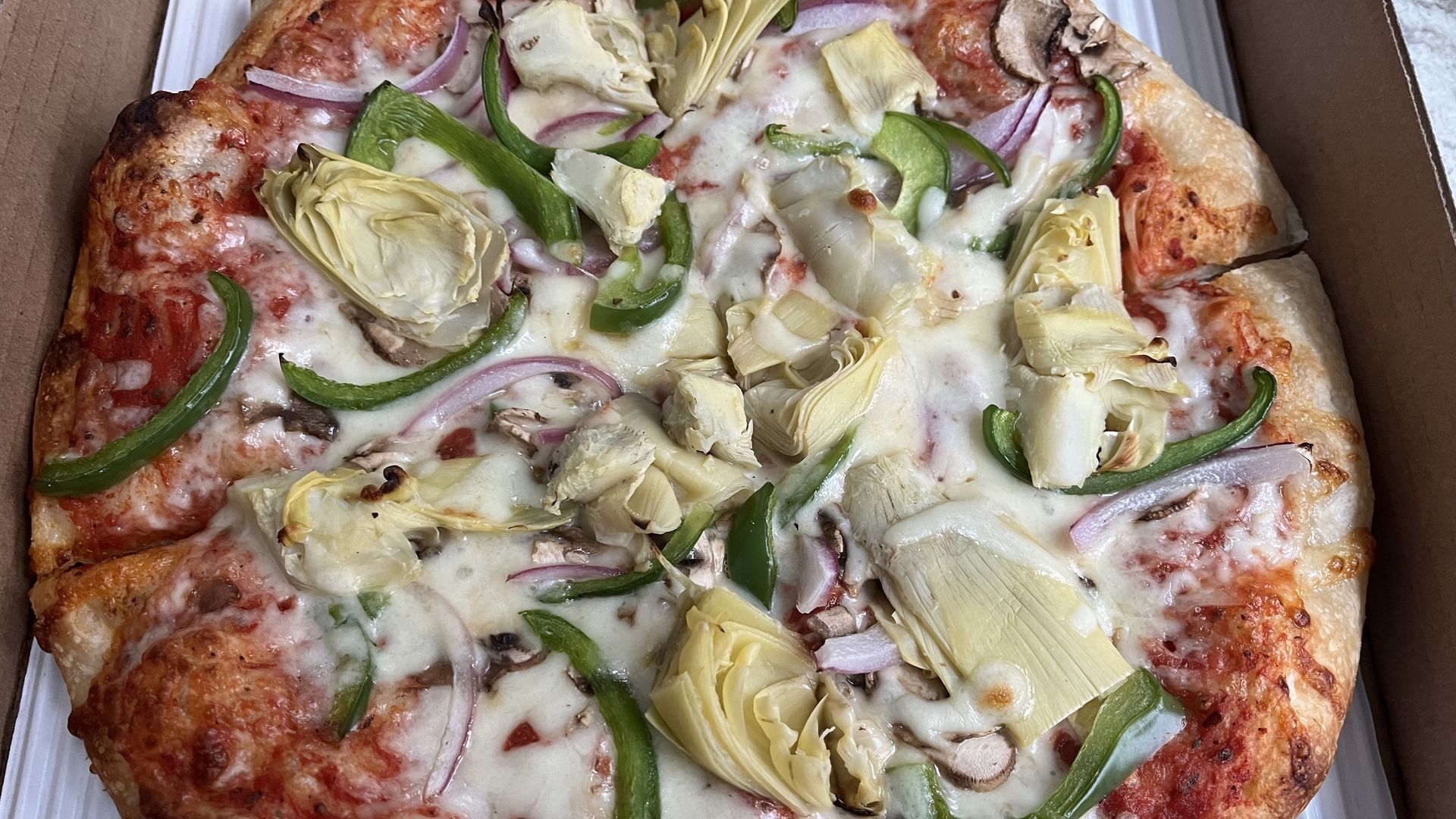 Pie Sci's veggie D pizza.