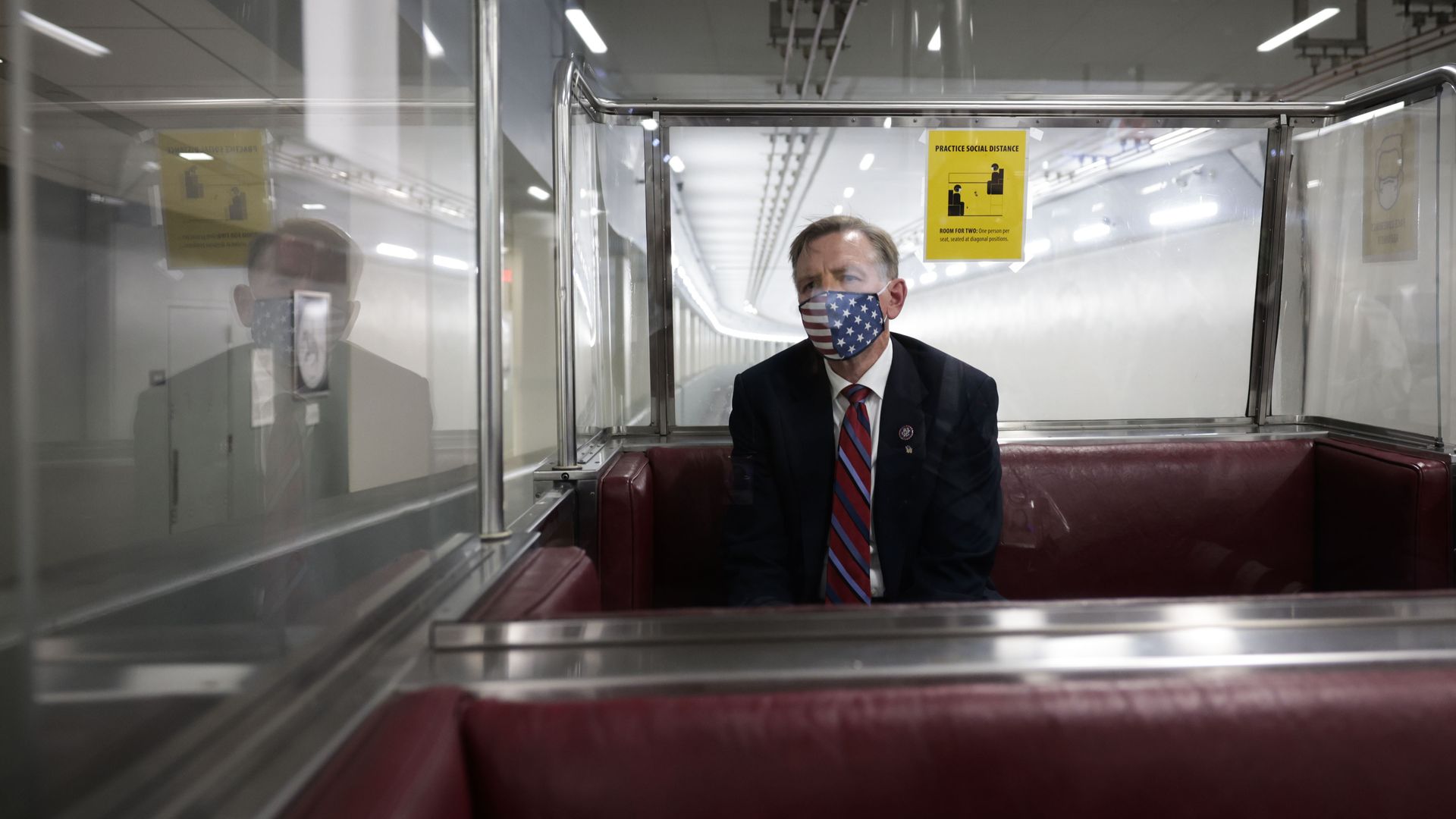 Rep. Paul Gosar as is seen sitting in a U.S. Capitol subway car.