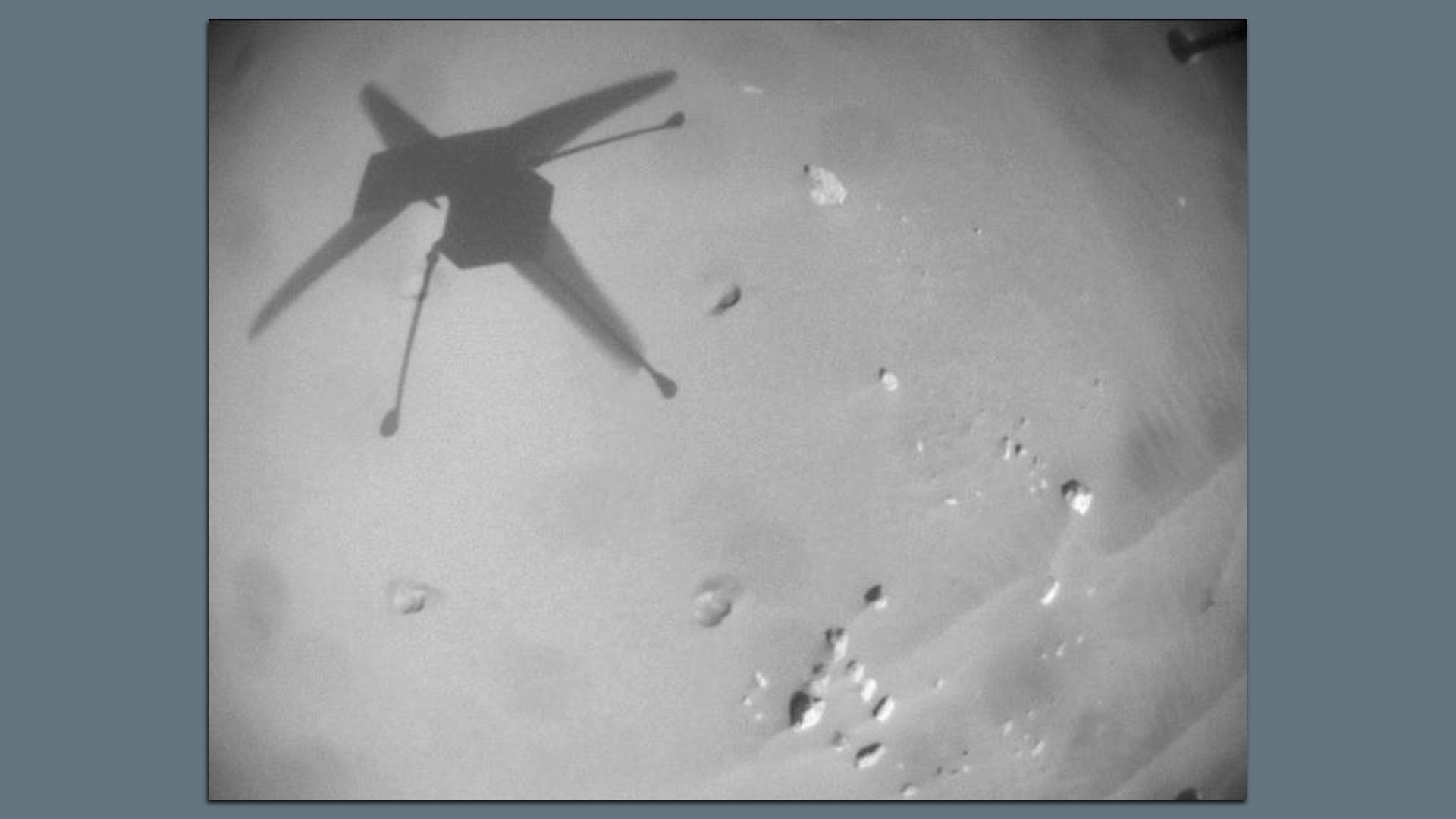 The Martian surface seen from the Ingenuity Mars Helicopter, which arrived to Mars attached to Perseverance, during an April 2022 flight. Photo: NASA