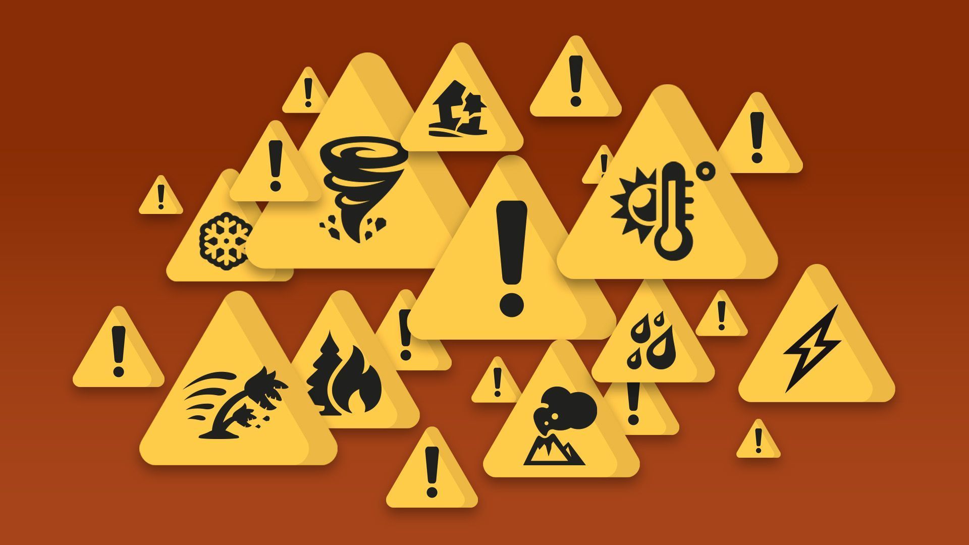 Illustration showing danger signs about weather