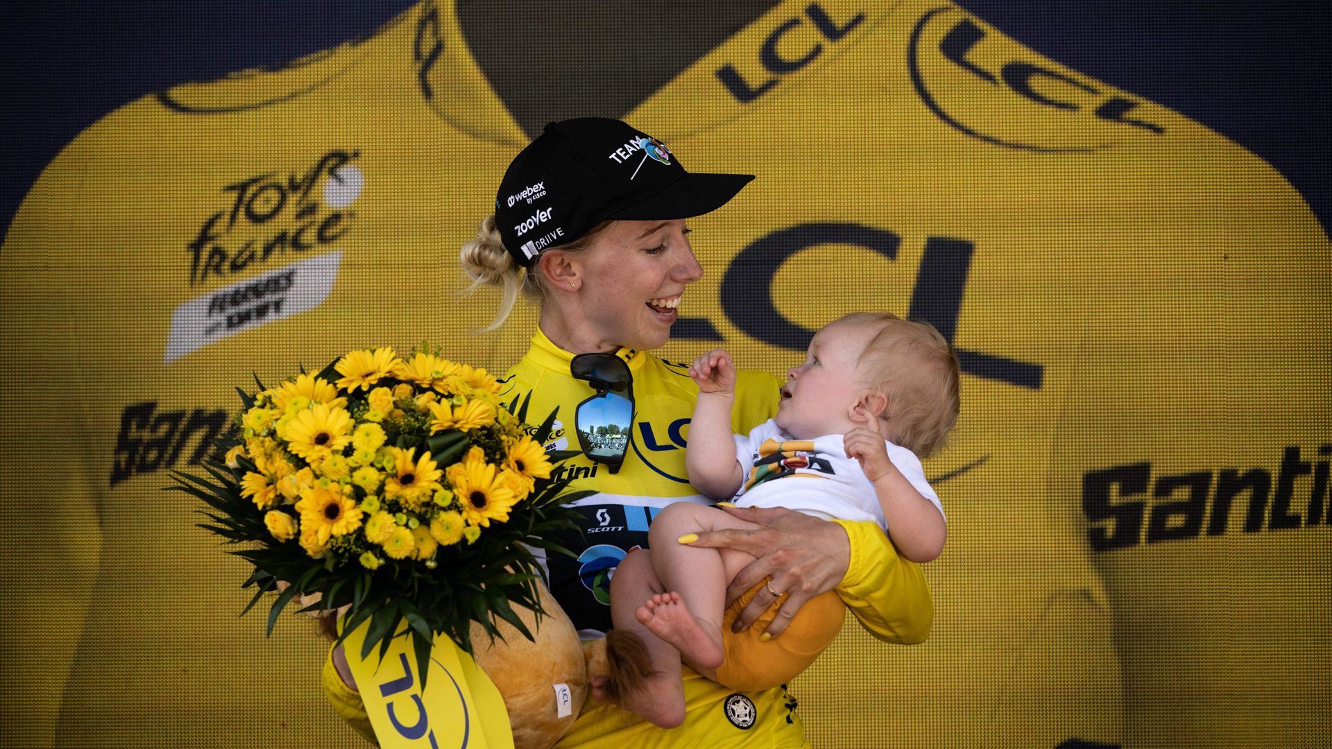 Cyclist with her child