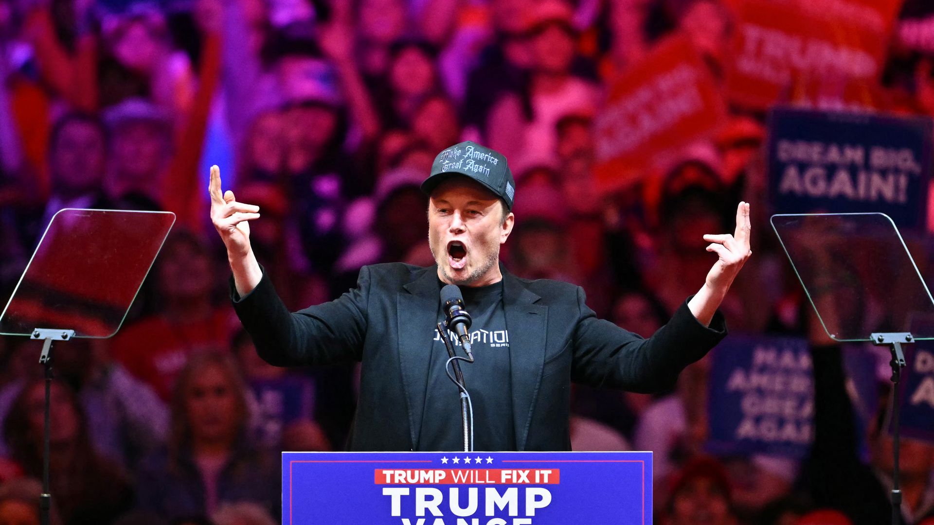 Elon Musk at a Trump rally.