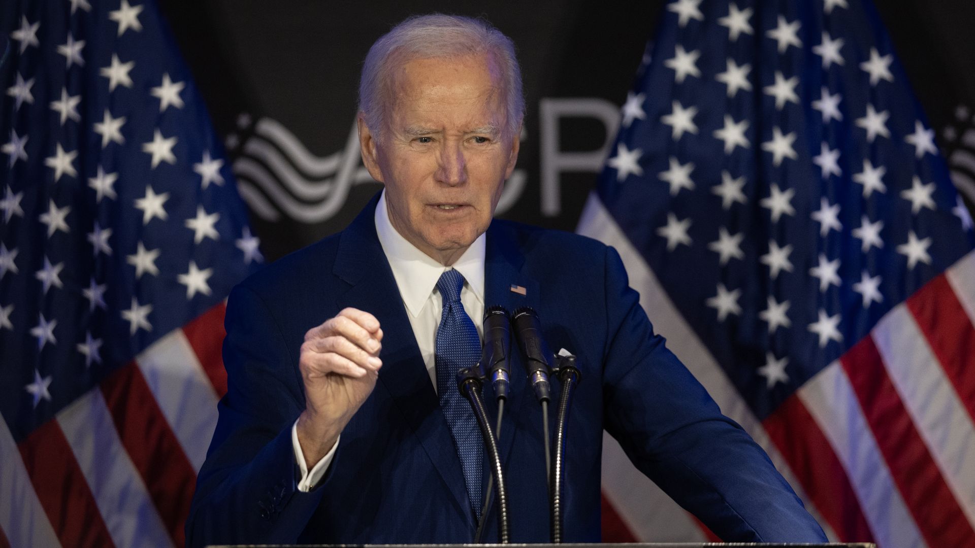 Former President Biden speaks at a conference hosted by the Advocates, Counselors, and Representatives for the Disabled (ACRD) on April 15 in Chicago, Illinois.