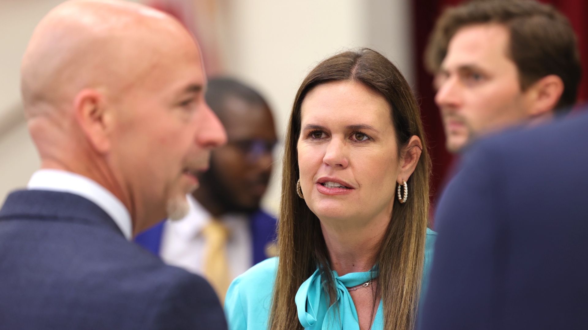 A photo of Arkansas Gov. Sarah Huckabee Sanders. 