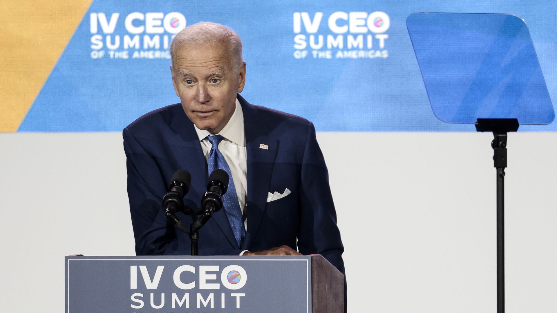 President Biden speaks at the Summit of the Americas today. Photo: Anna Moneymaker/Getty Images