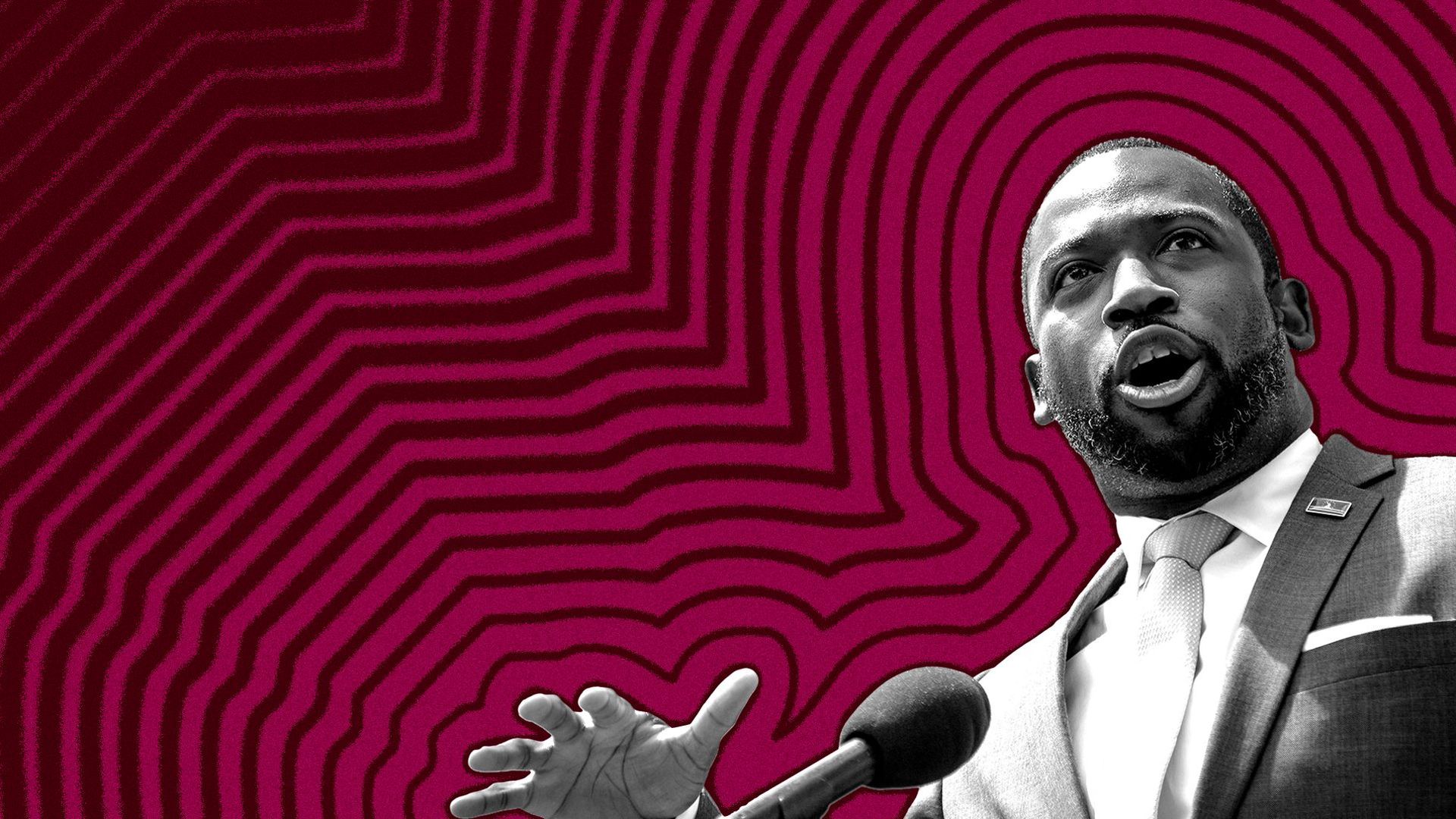 Photo illustration of Richmond Mayor Levar Stoney with lines radiating from him.