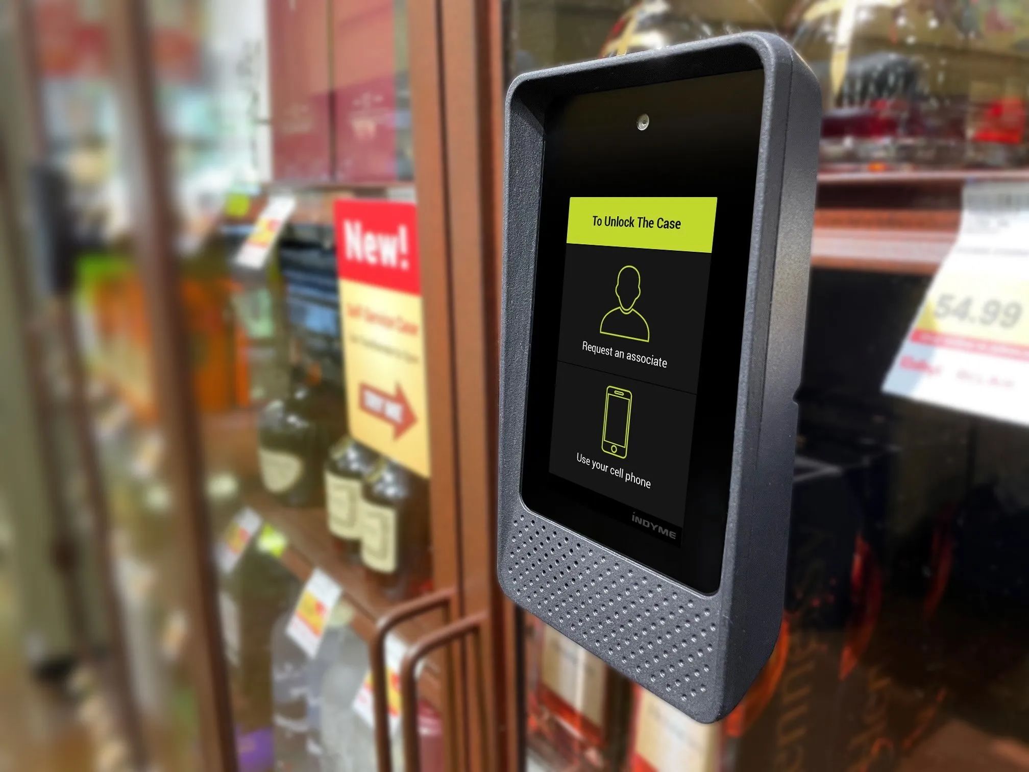 A Freedom Case invites shoppers to give personal information in order to unlock a store shelf without assistance