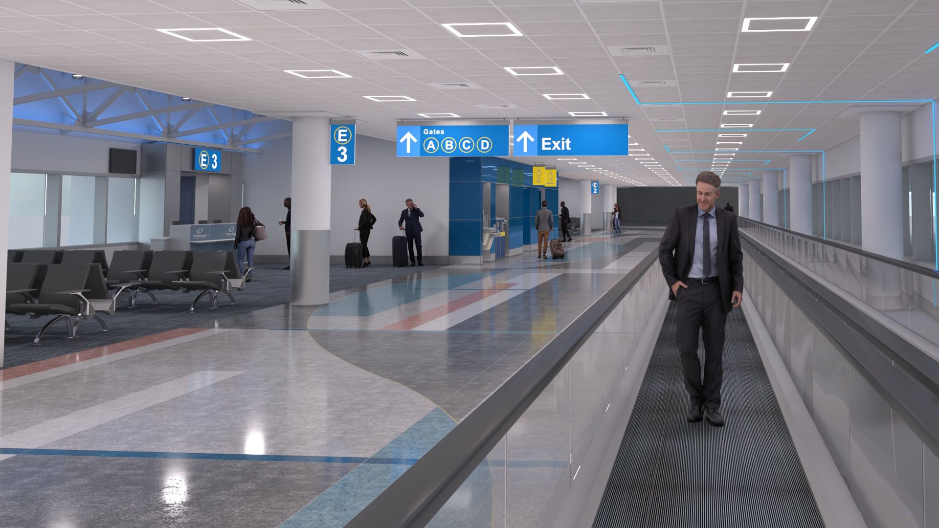 Rendering of Concourse E renovations. Rendering: Courtesy of Charlotte Douglas International Airport