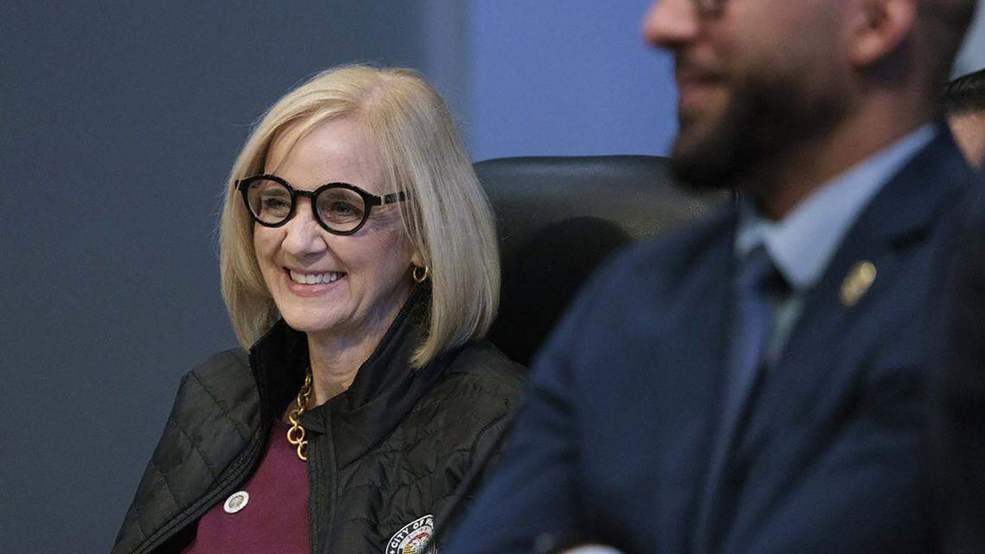 Miami Mayor Eileen Higgins laughing. 