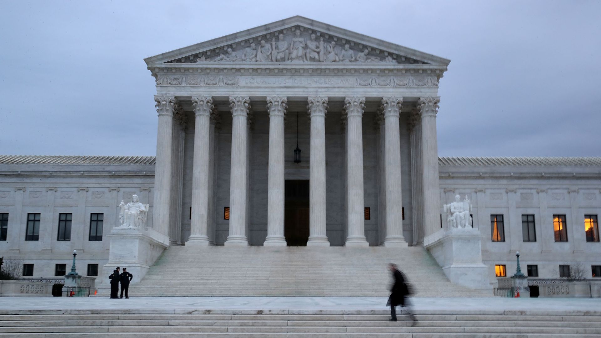 A man walks up the steps of the U.S. Supreme Court on January 31, 2017 in Washington, DC.