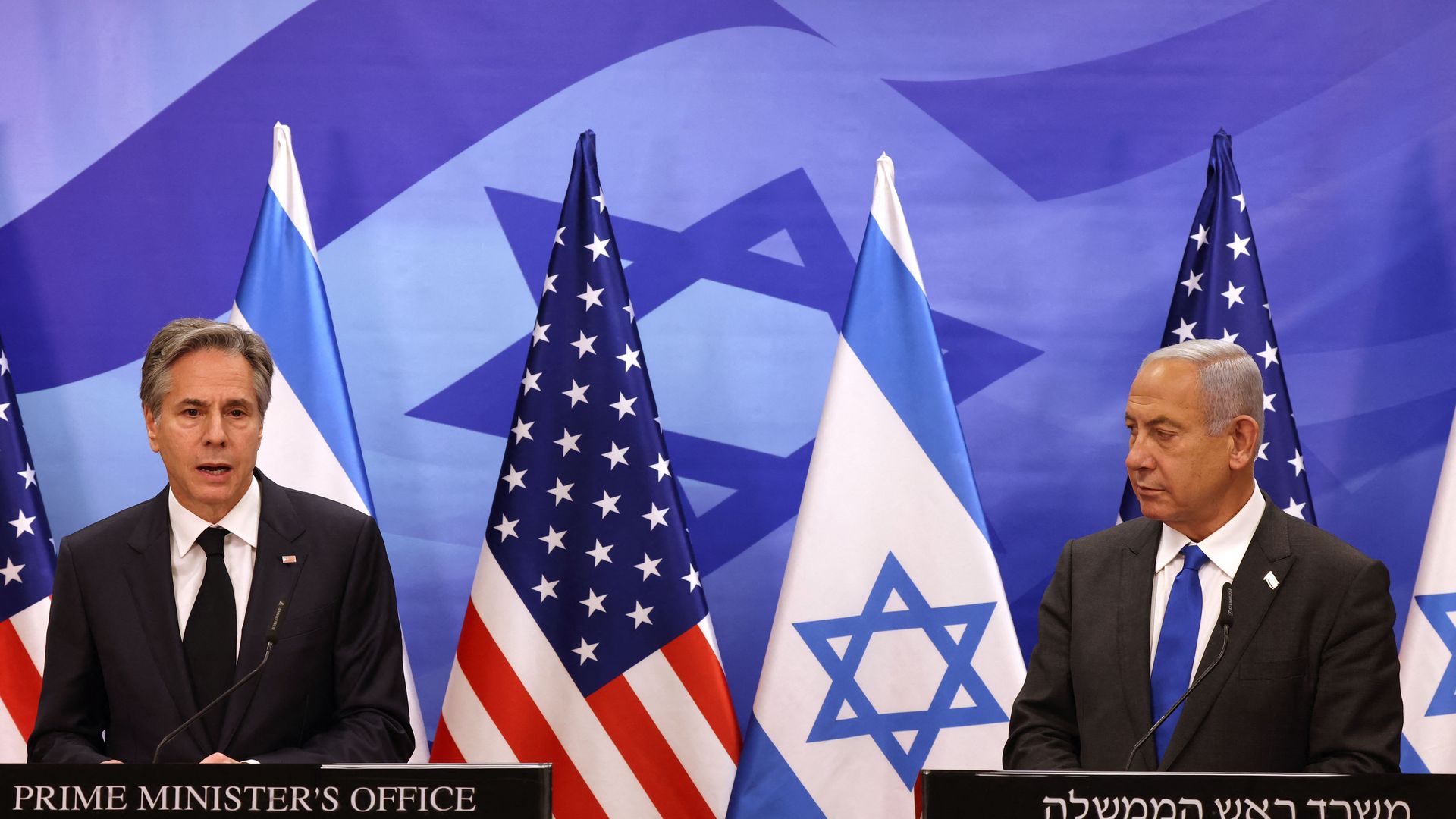 U.S. Secretary of State Tony Blinken and Israeli Prime Minister Benjamin Netanyahu hold a press conference in Jerusalem on Jan. 30.