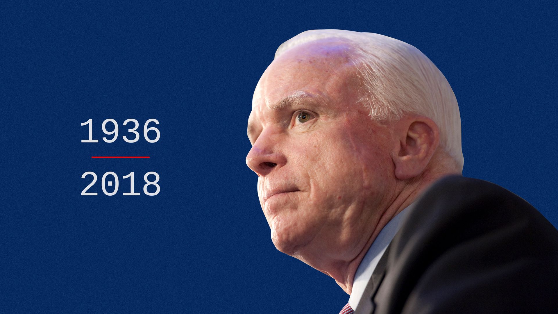 A photo of John McCain listing the years of his birth and death -- 1936 and 2018