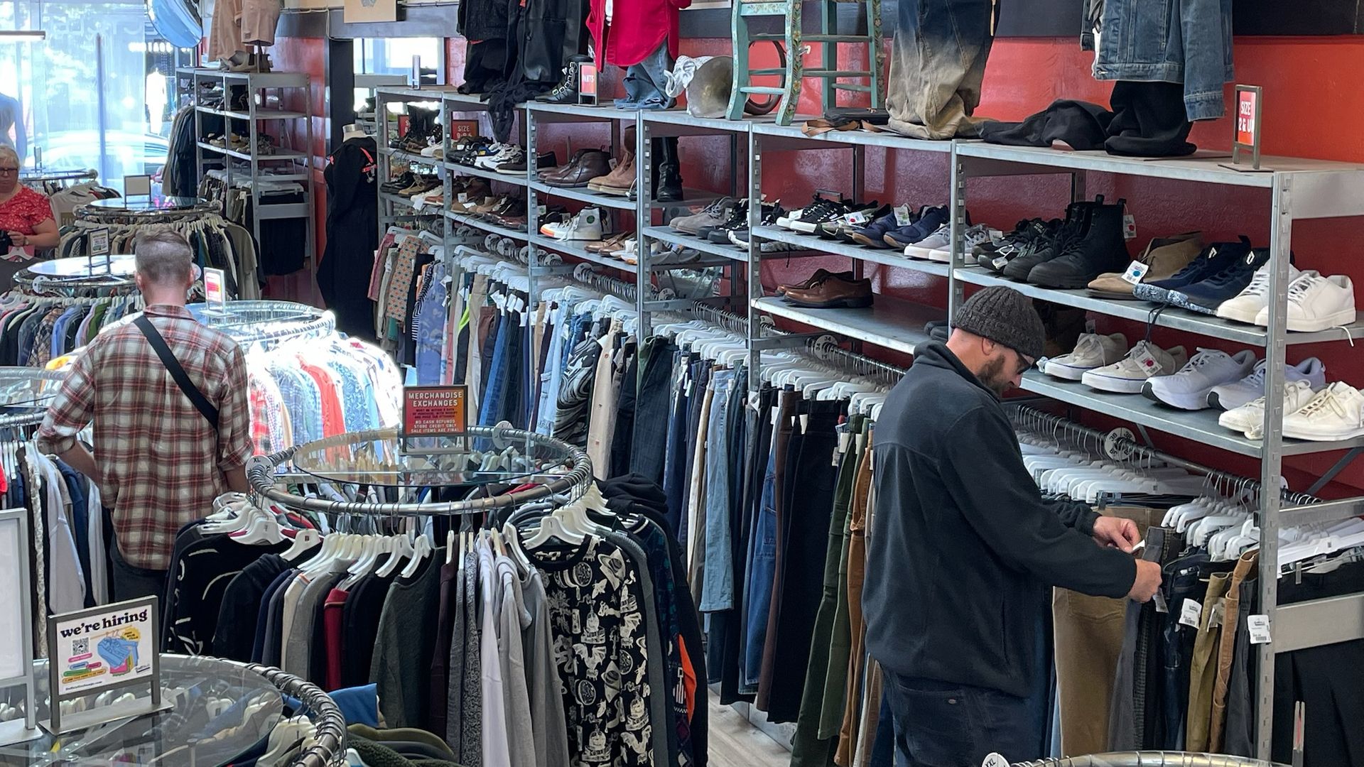 Shoppers thrift at Buffalo Exchange in San Francisco.