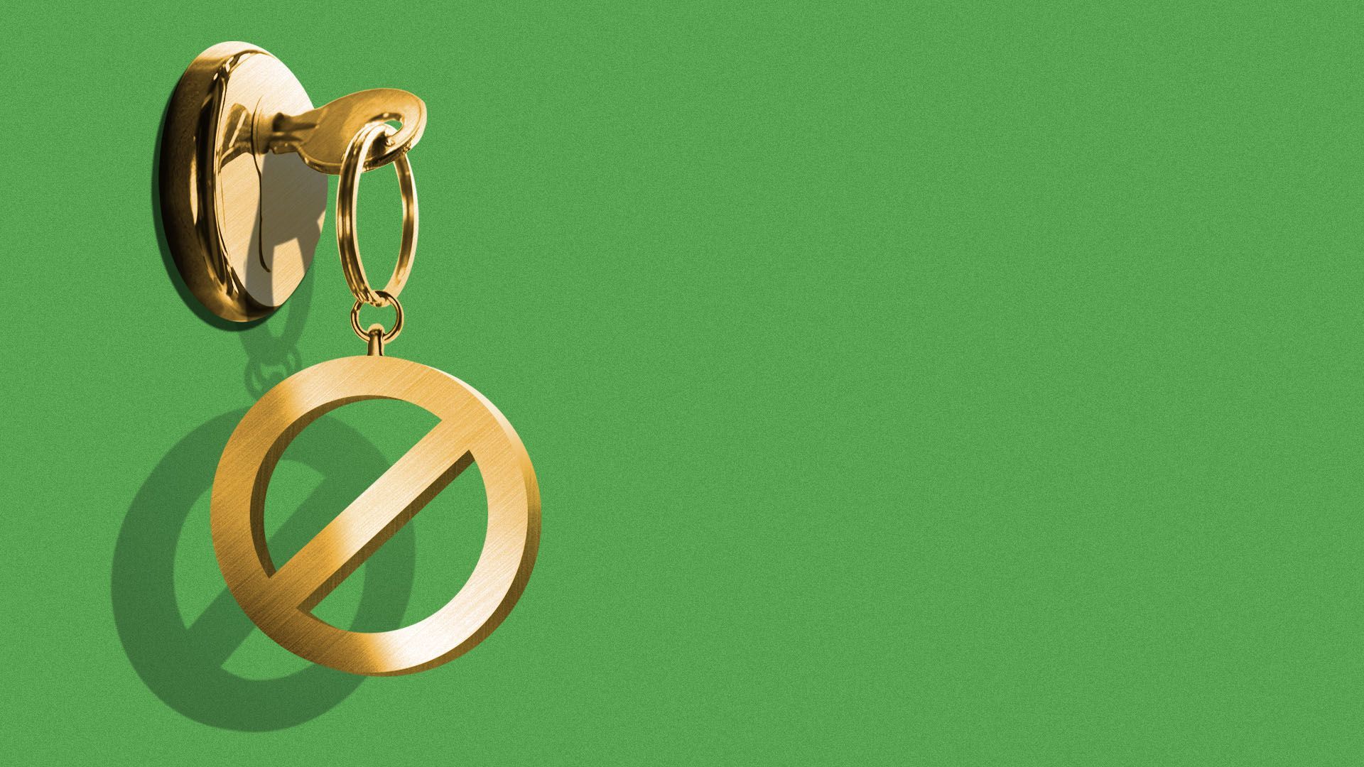 Illustration of a key in a lock featuring a keyring with the 