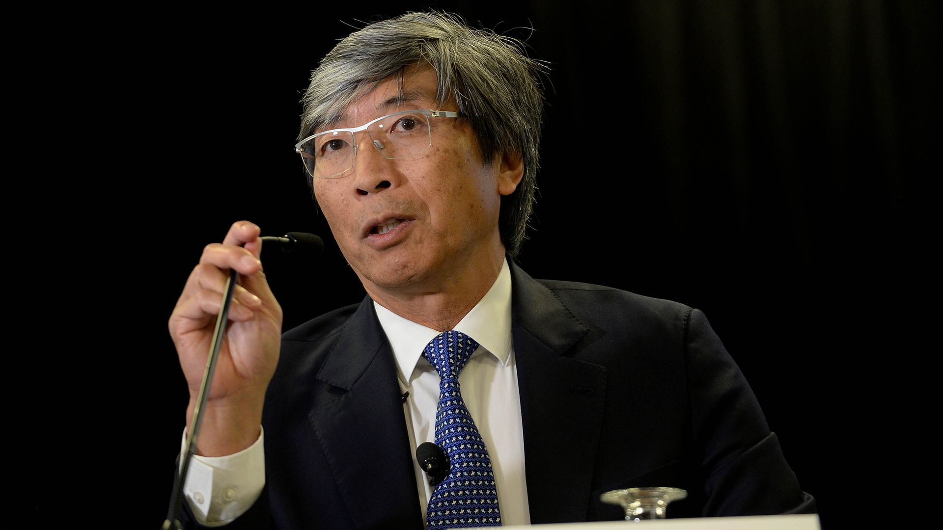 The world's wealthiest doctor, Patrick Soon-Shiong, speaking at a cancer conference in 2016.