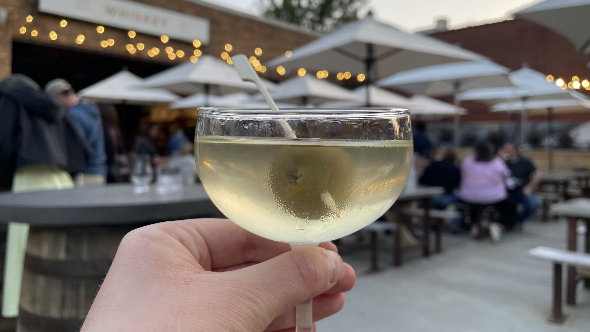 A martini on Whiskey Kitchen's patio