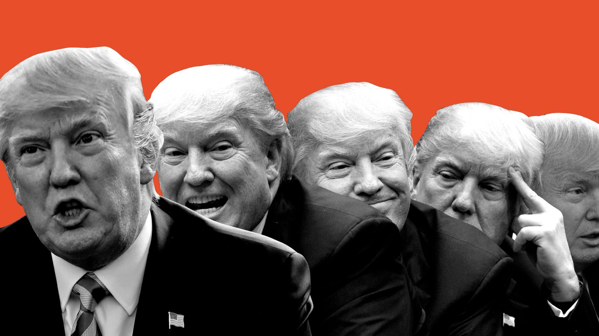 Photo illustration of President Trump making different faces.