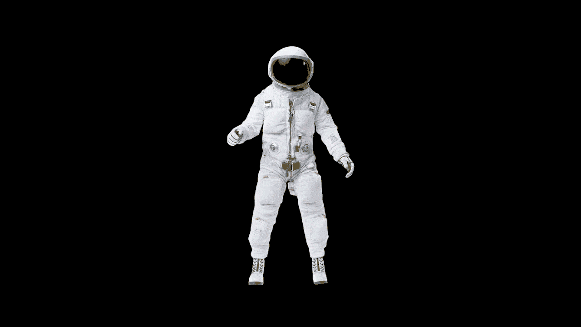 GIF of astronaut with radiation symbols bouncing off