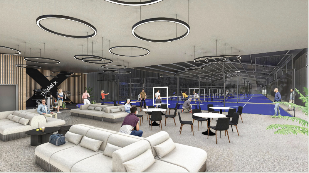 A rendering of the proposed Padel X Miami Beach facility