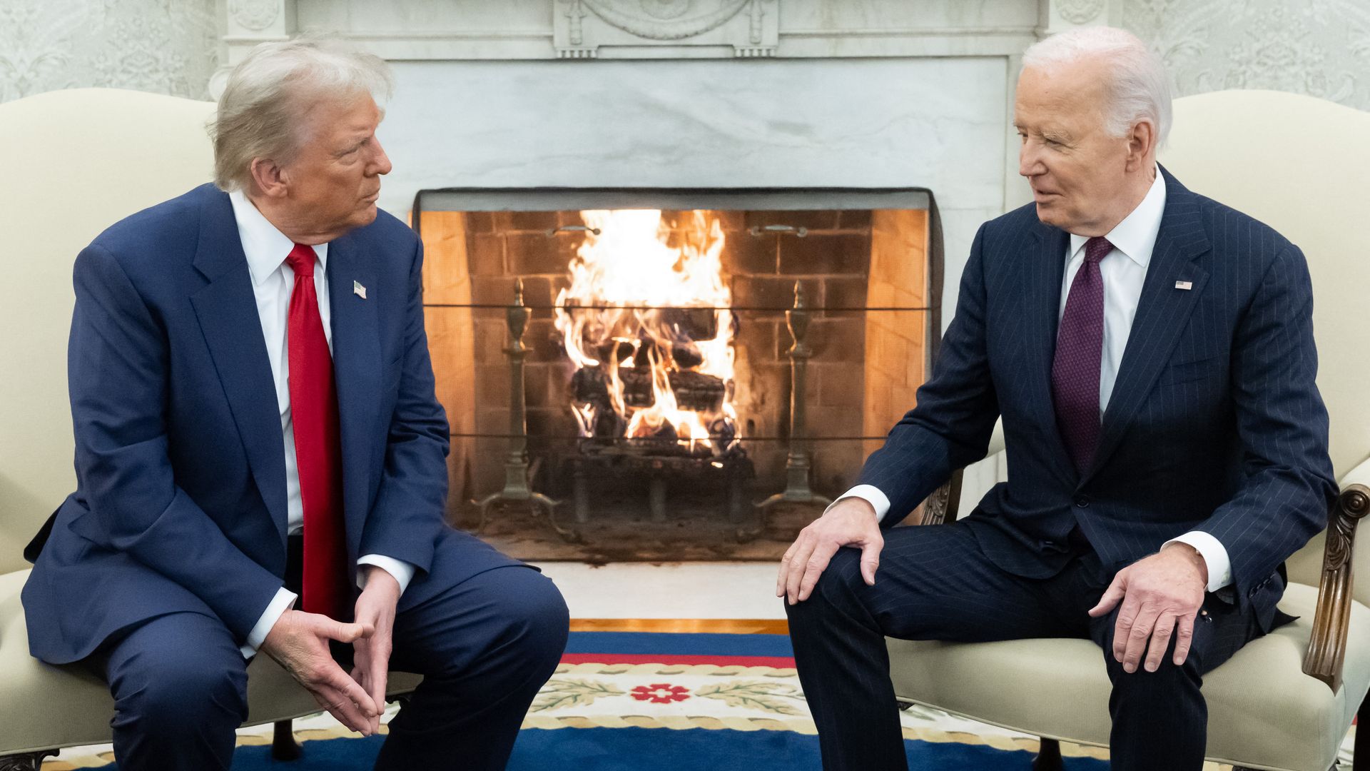 Donald Trump in the Oval Office of the White House in Washington, DC, on November 13