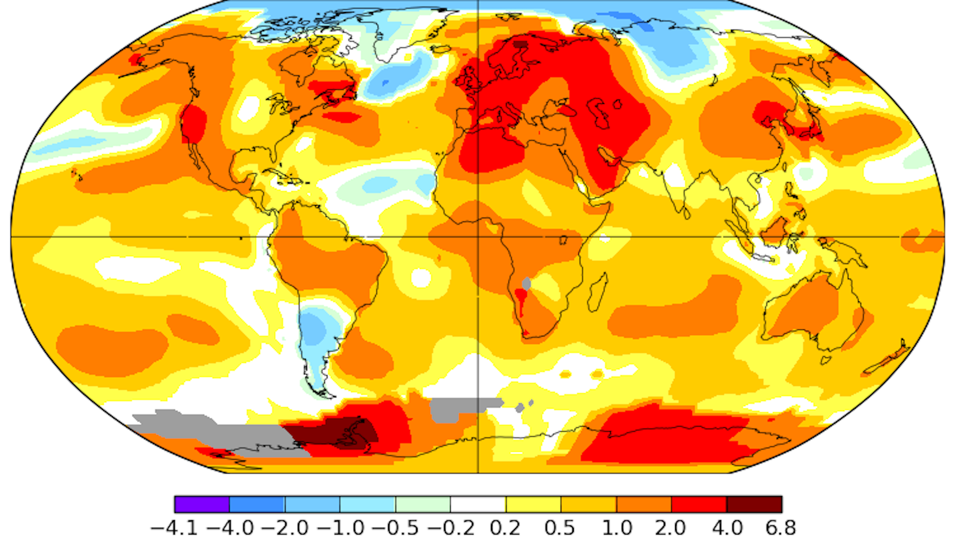 Global surface temperature anomalies during the month of July 2018.