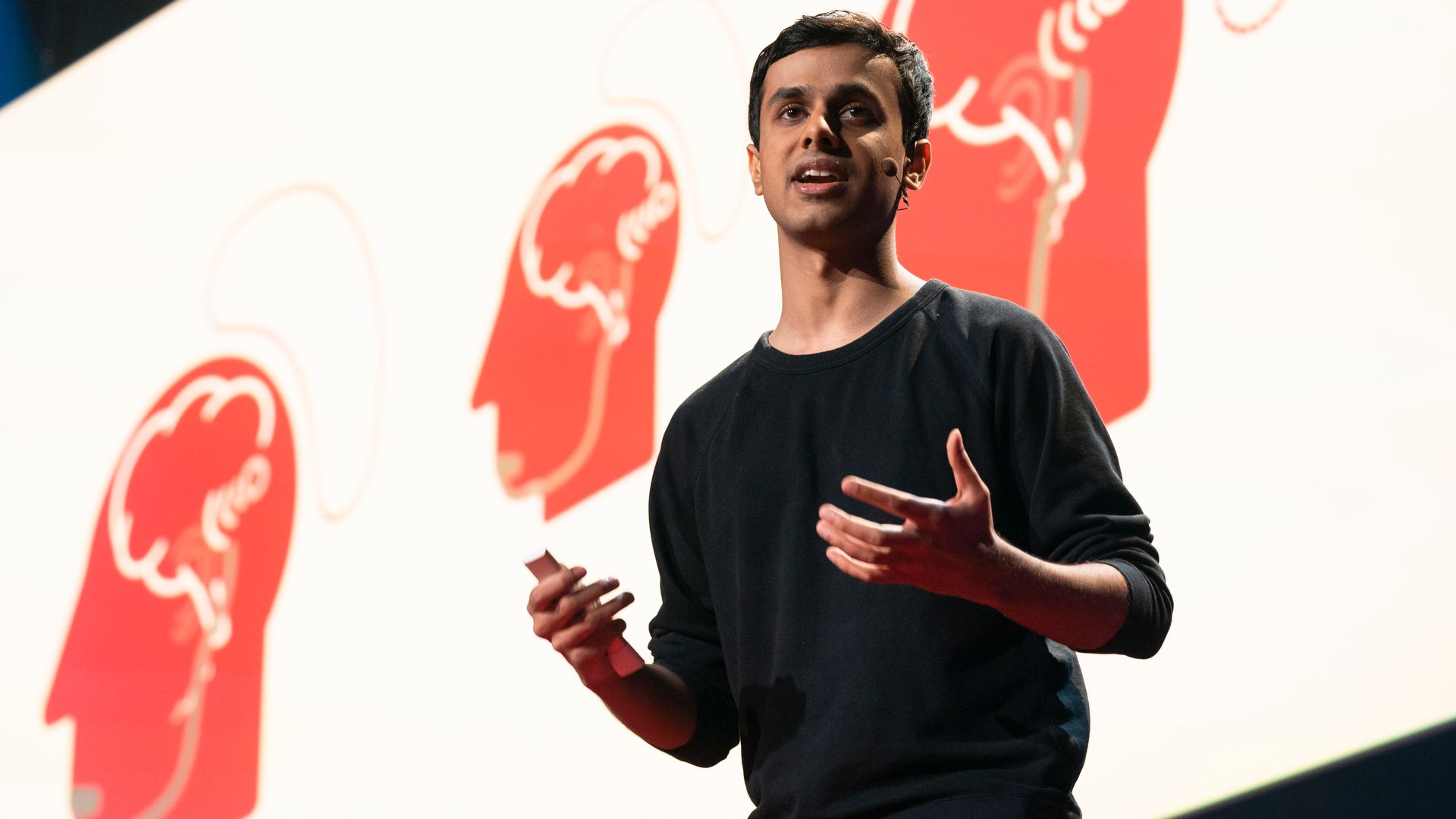 MIT grad student Arnav Kapur speaks during TED Fellows Session at TED2019.