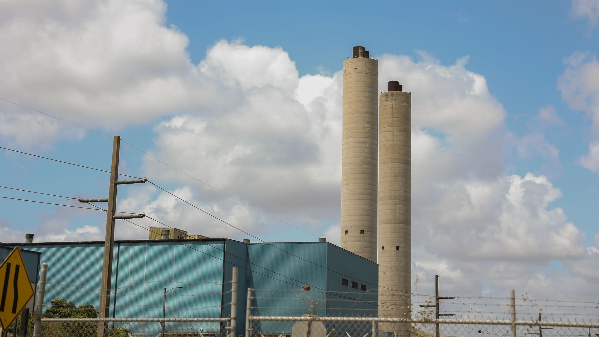 The blue warehouse of the Covanta Energy Incineration Plant back in April 2022.