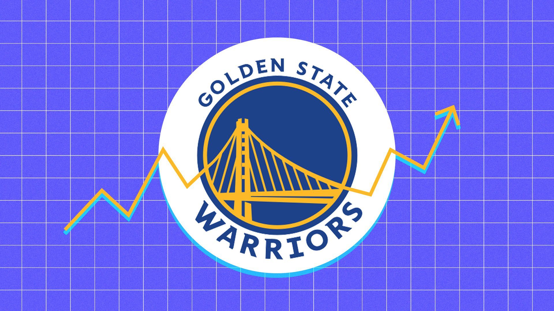 Illustration of the Golden State Warriors logo forming part of a trendline.