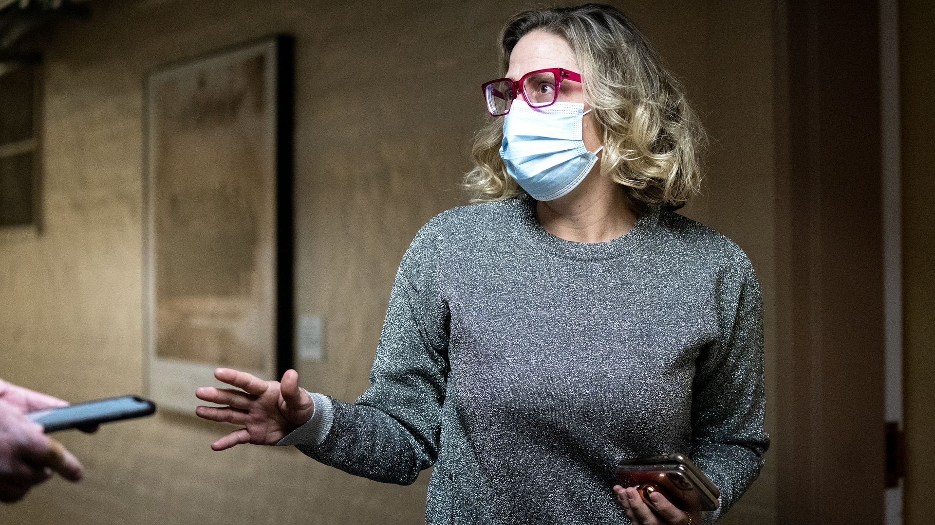 Senator Kyrsten Sinema in the Capitol building in March 2021.