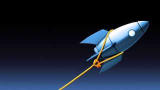 Illustration d'une fusée tirée par un lasso