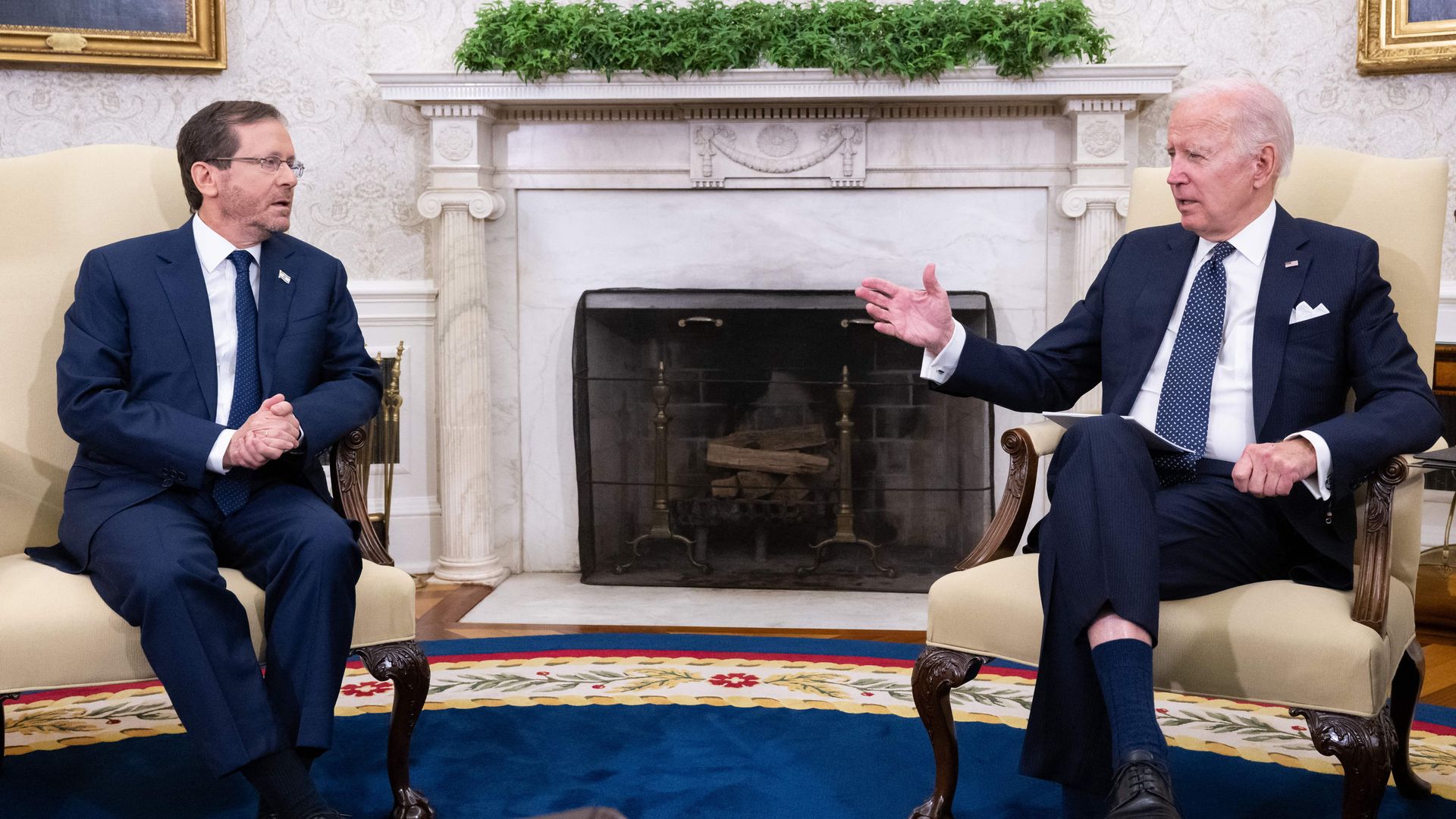 President Biden meets with Israeli President Isaac Herzog in the Oval Office