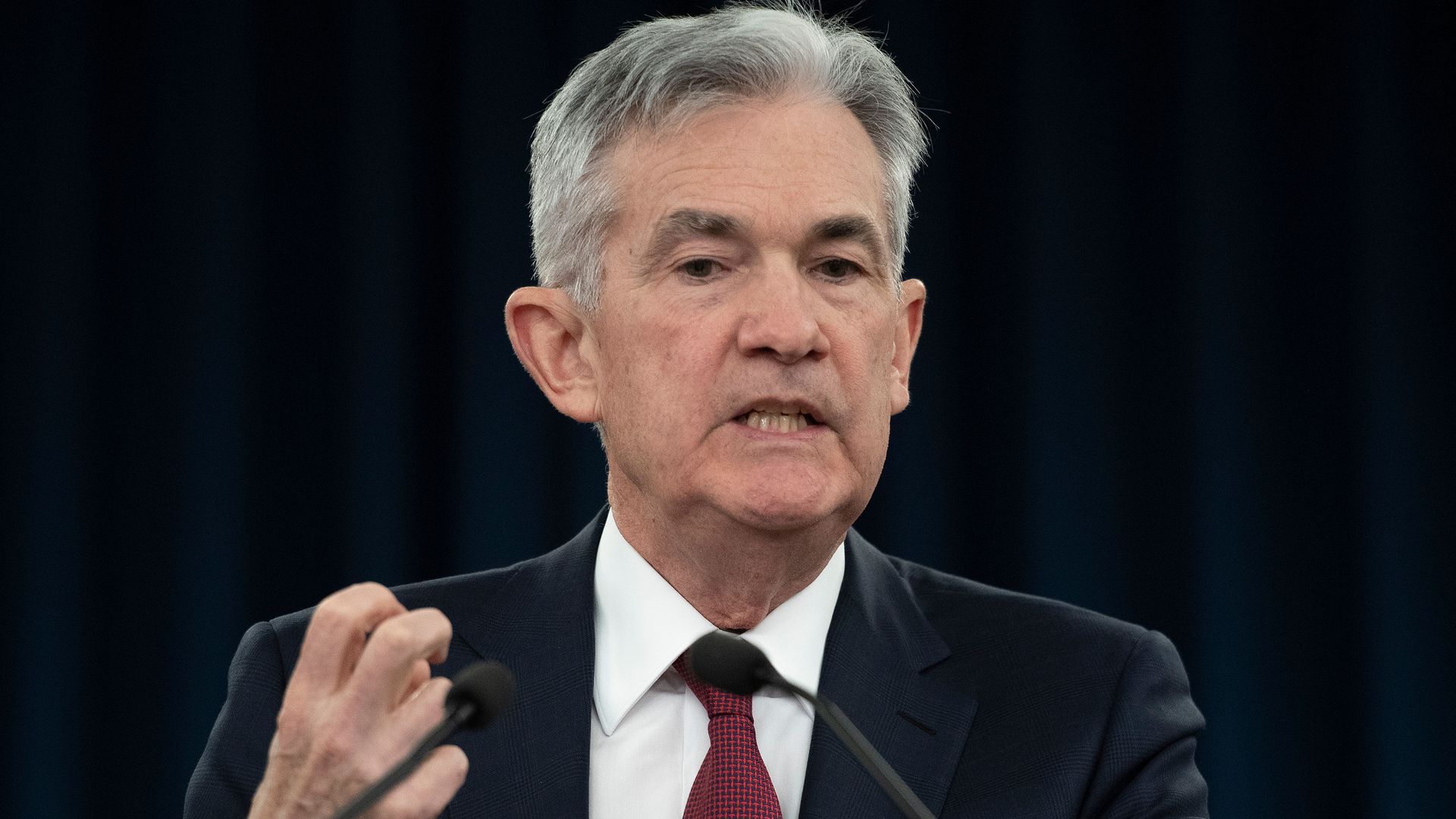 S Federal Reserve Board Chairman Jerome Powell holds a news conference after a Federal Open Market Committee