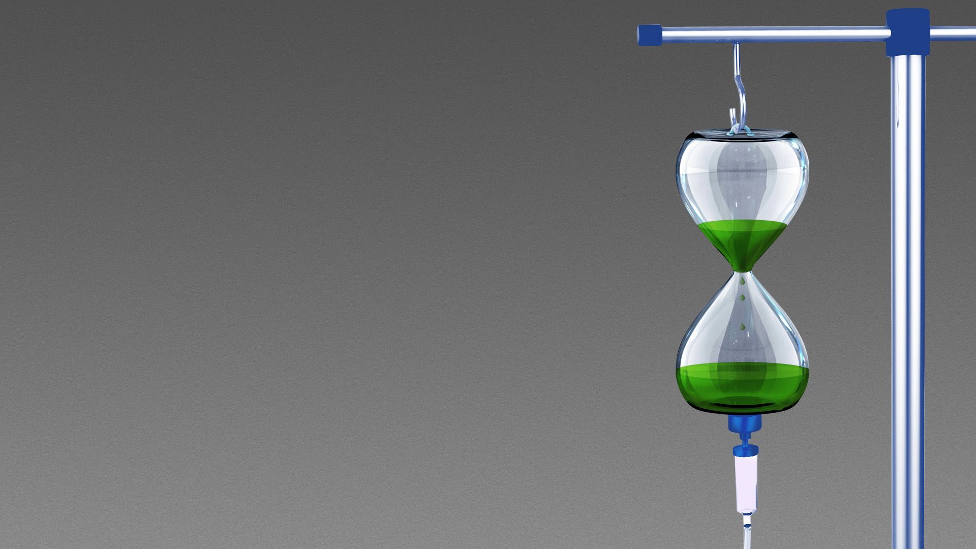 Illustration of an I.V. bag in the shape of an hourglass