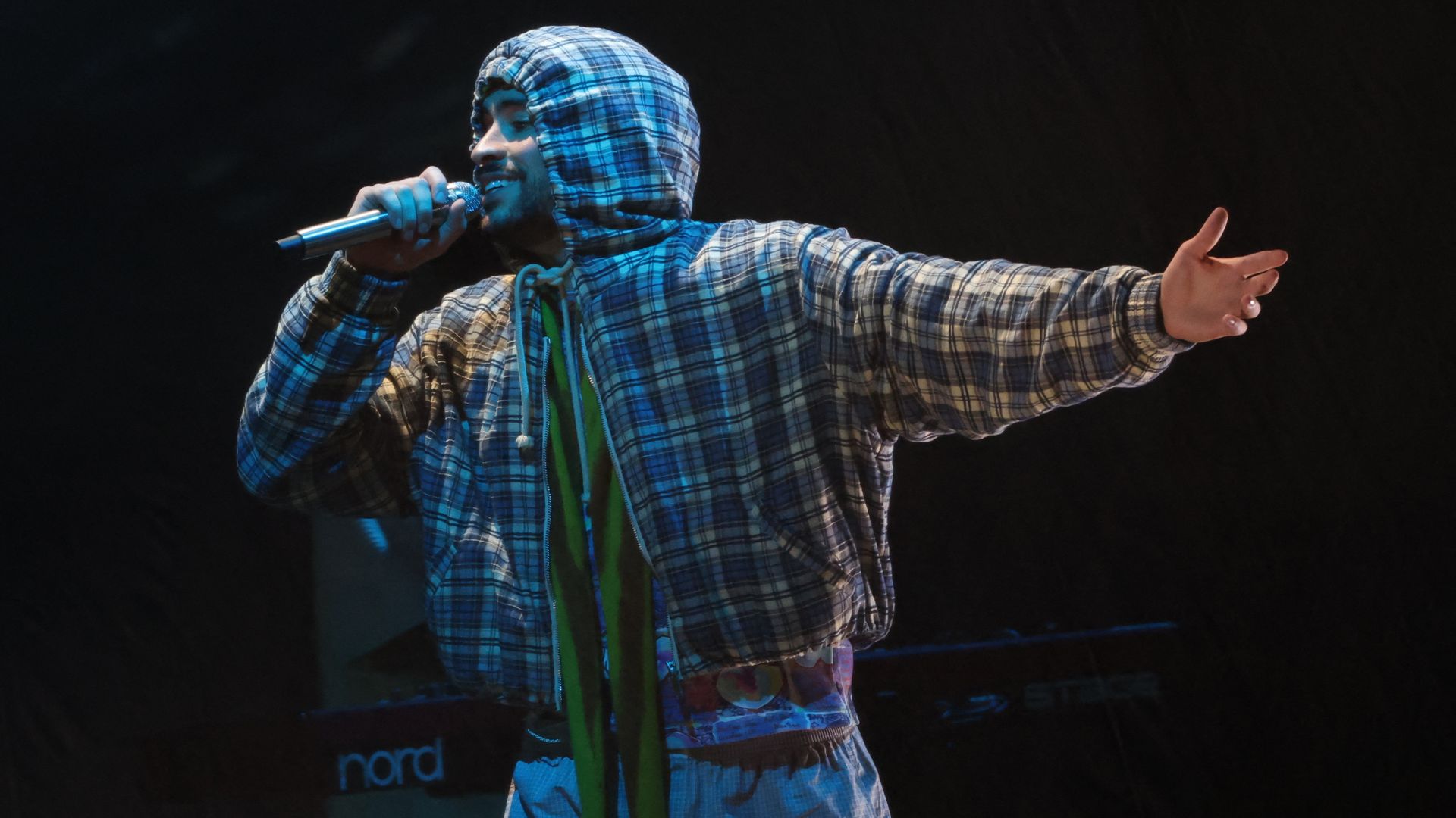 Puerto Rican rapper and singer-songwriter Bad Bunny performs onstage during the 26th Annual Latin Grammy Awards at the MGM Grand Garden Arena in Las Vegas, Nevada on November 13, 2025.