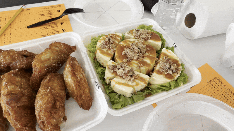 Image shows food in boxes