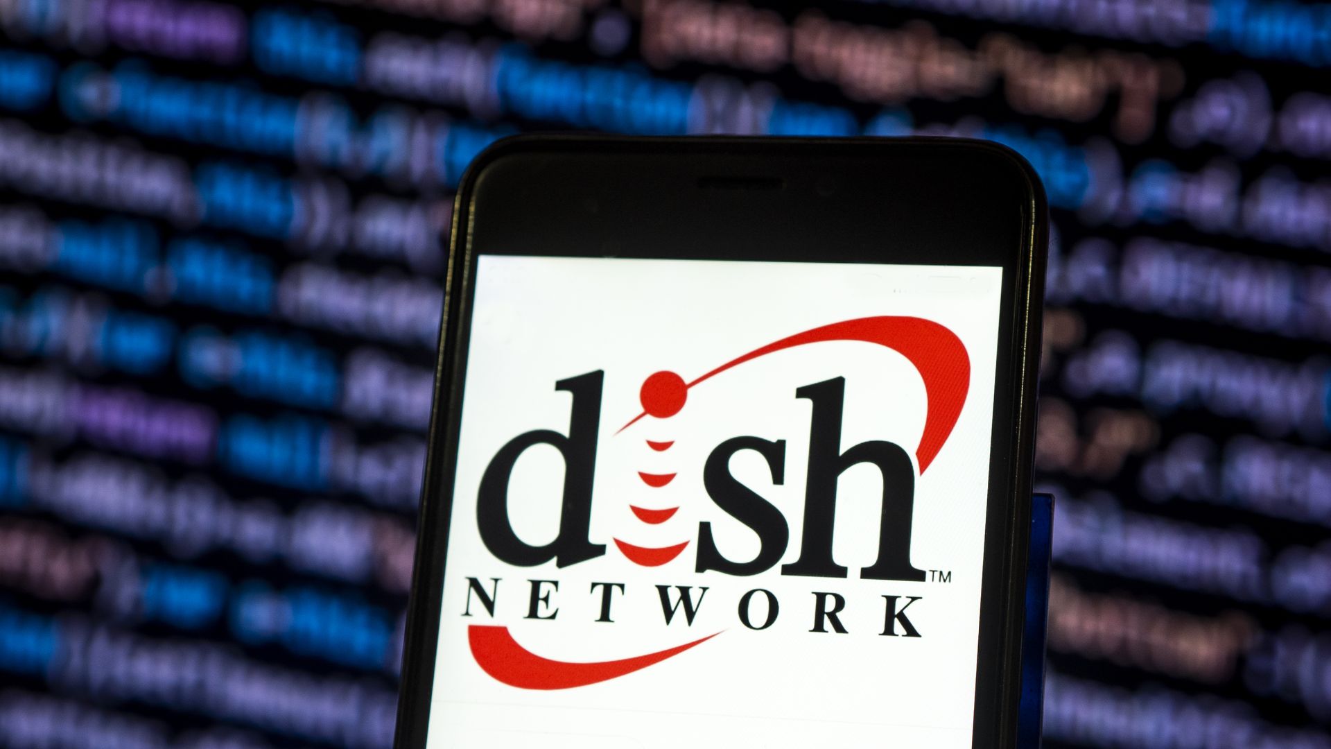 Photo of Dish Network logo on a smartphone screen