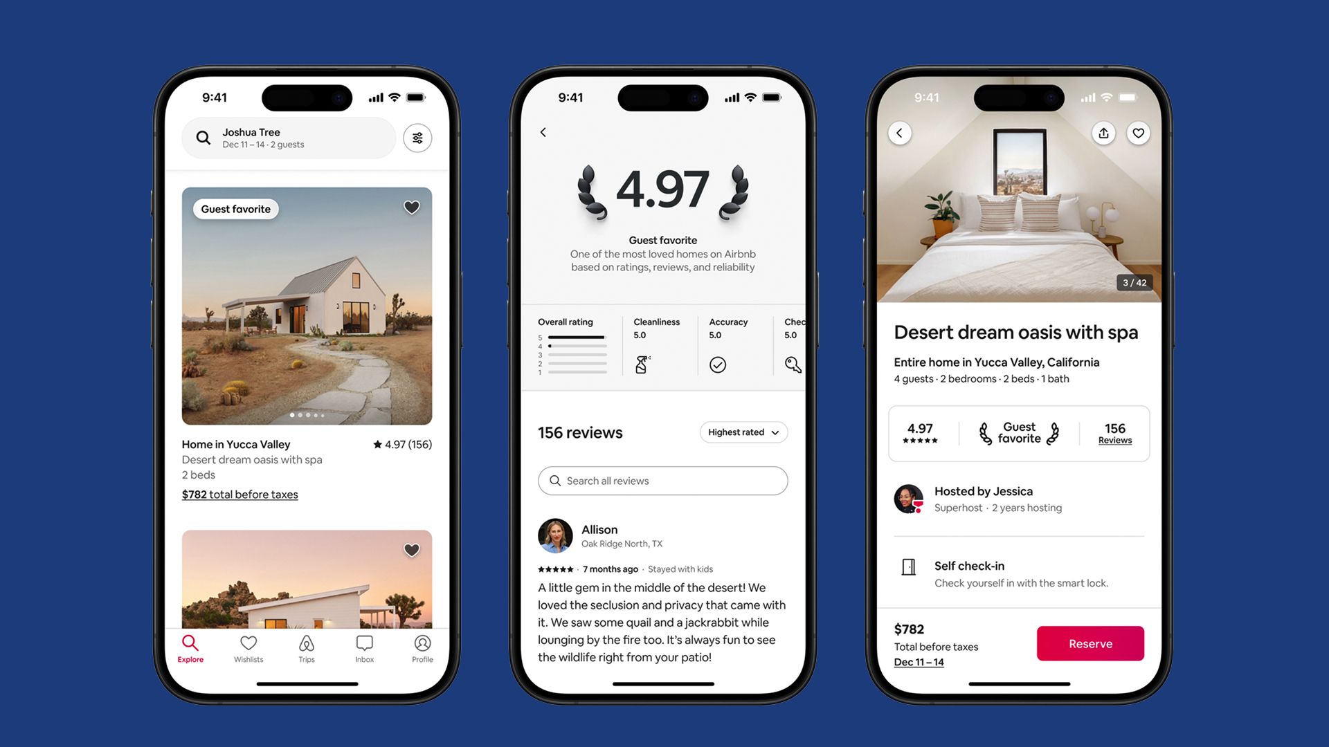 Screenshots of Airbnb's new Guest Favorites feature.