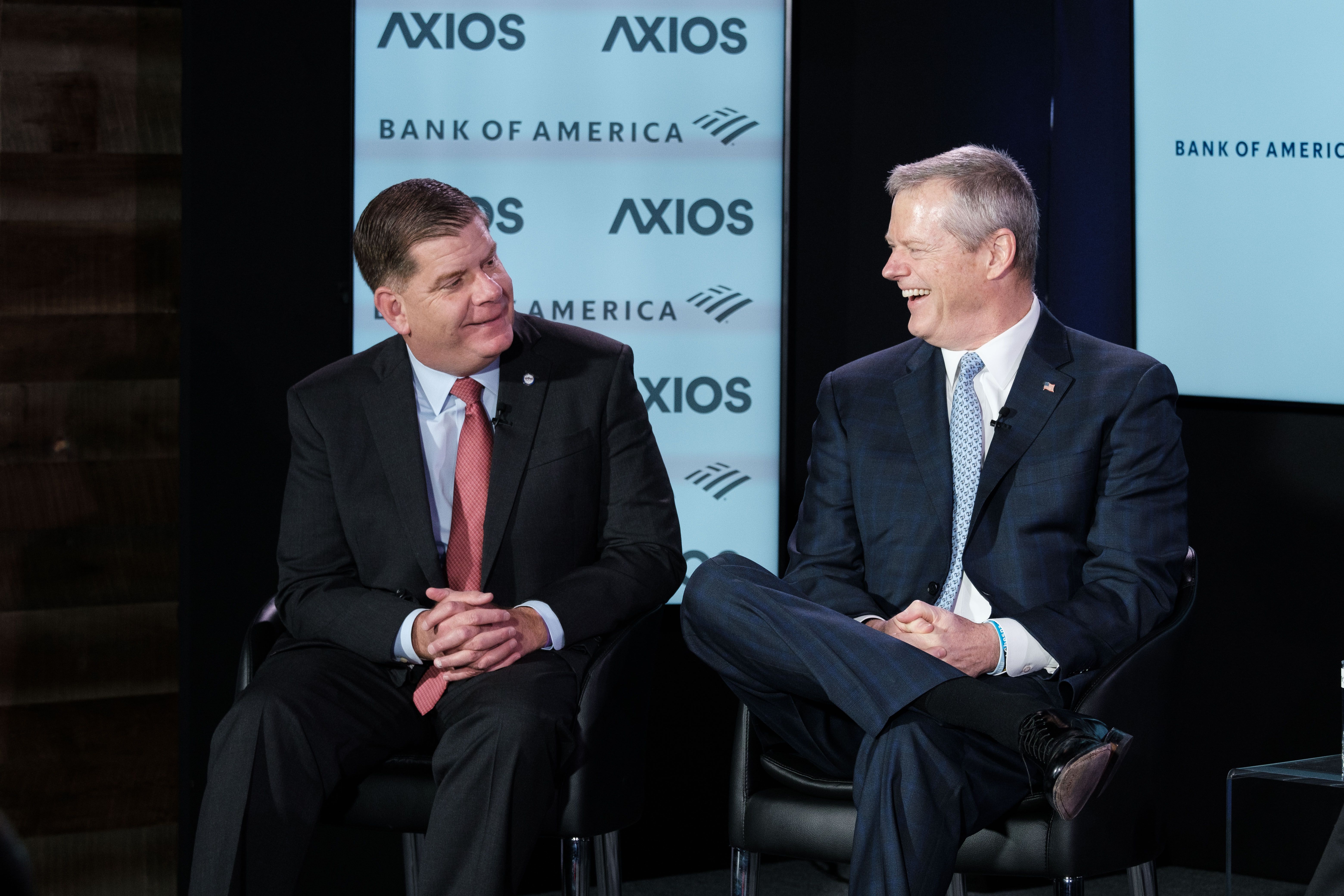 Governor Charlie Baker and Mayor Marty Walsh on the Axios stage.