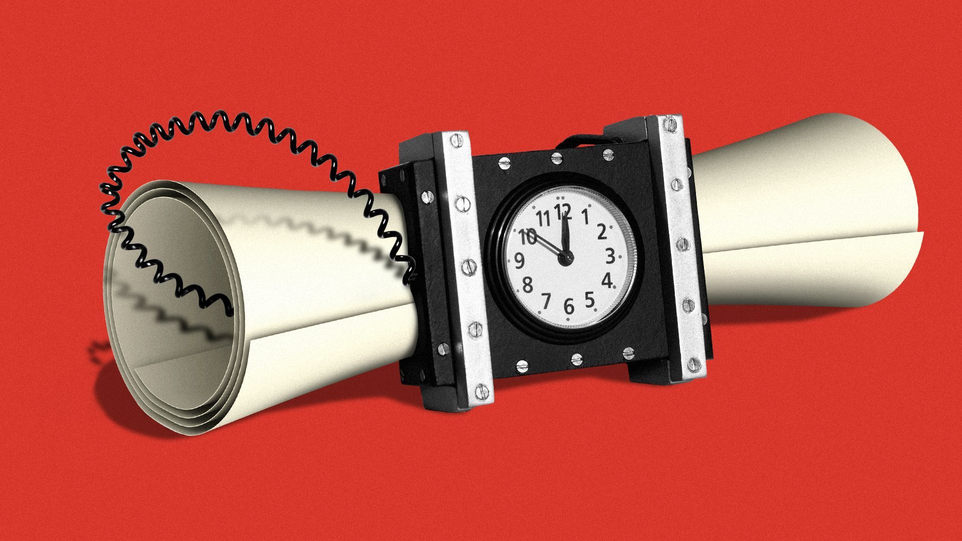 Illustration of a detonator on a rolled-up bill.