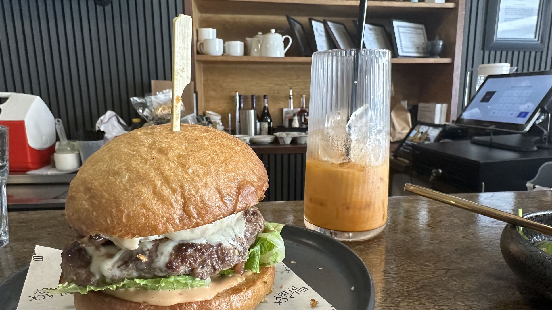 Black Ruby's thai garlic burger in Cambridge.