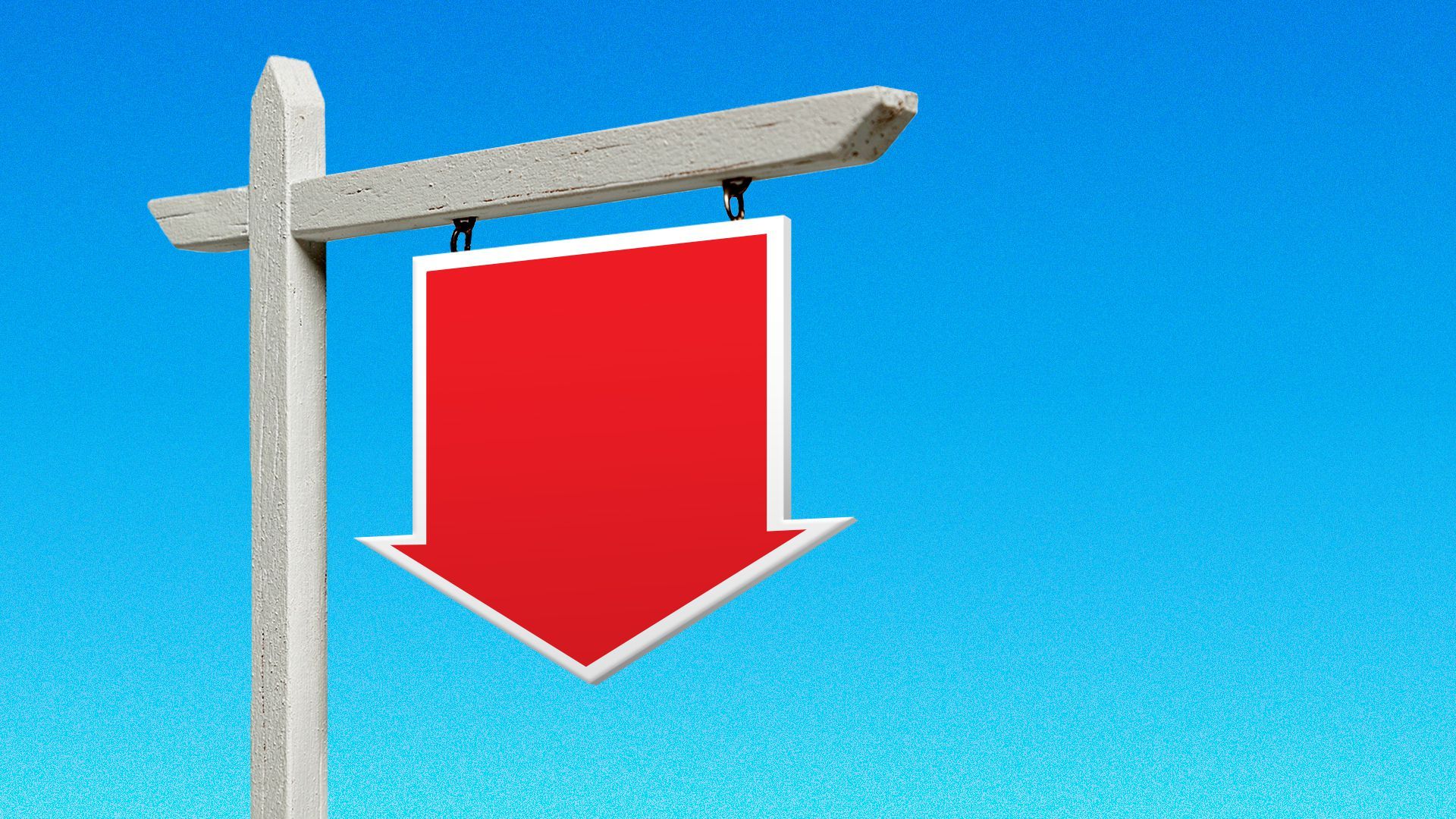 Illustration of a real estate sale sign shaped like a downward point arrow